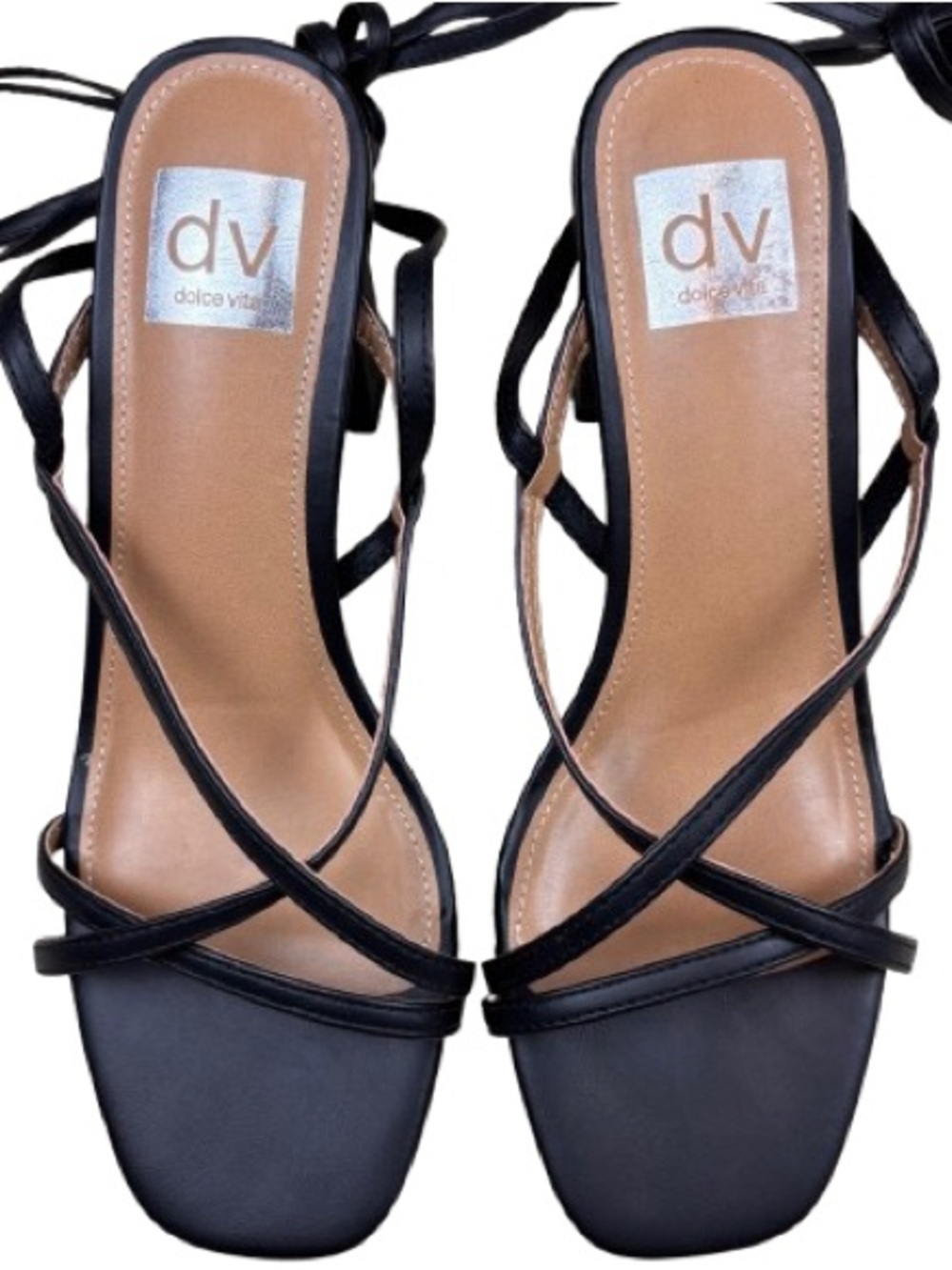 Dolce Vita DV Haze Black Strappy Heels Lace Up 2.75”Block Heel Sandals Sz 8 NEW - Picture 3 of 12